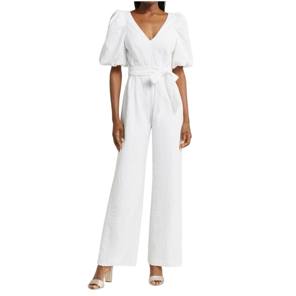 Lilly Pulitzer Kirrabelle Jumpsuit Resort White Pineapple Pucker Jacquard Size 2